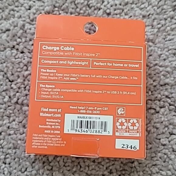 NEW Add ONN 3ft Charging Cable for Fitbit Inspire 2 – Replacement Cable - Picture 2 of 2